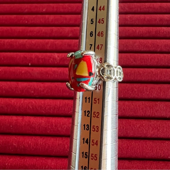 Colorful Red Multi-Stone Statement Ring - Picture 7 of 8